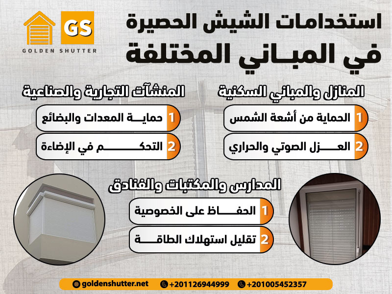 استخدامات الشيش الحصيرة في المباني المختلفة